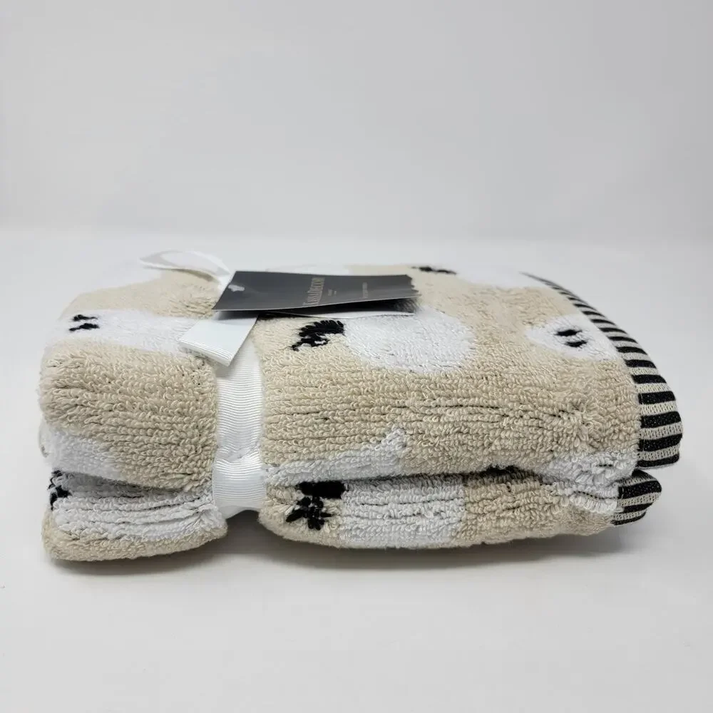 KassaDecor Hand Towels Set of 2 Ghost Pumpkins Halloween Beige White Black